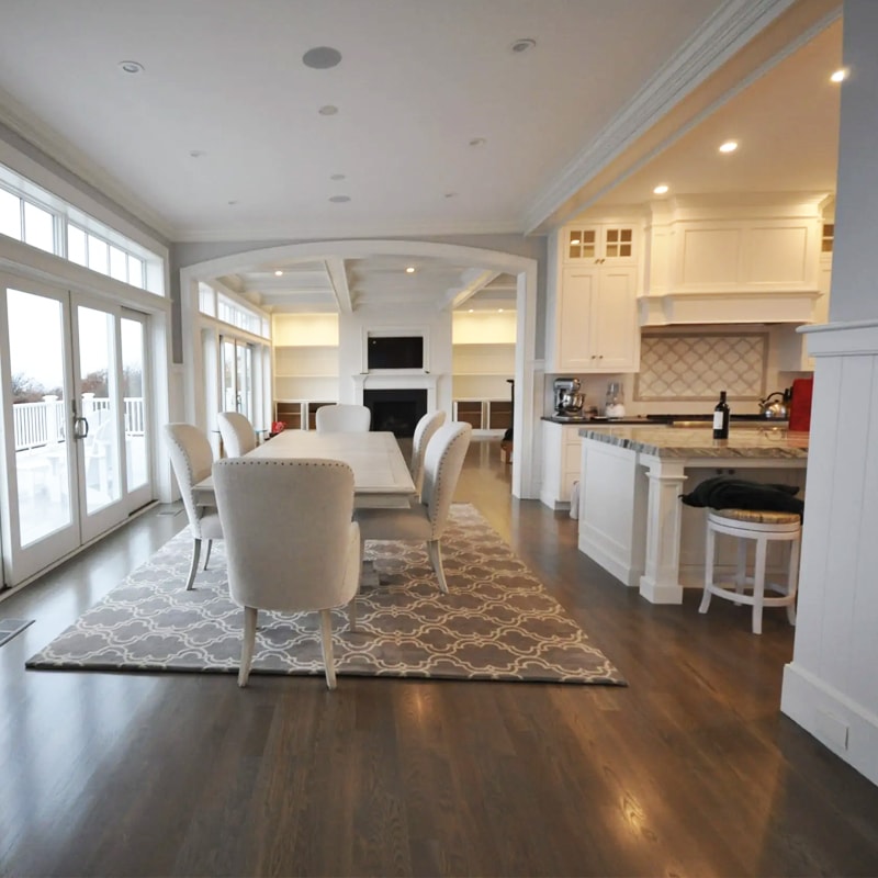 stained oak wood floor kitchen